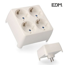 Adaptador cuadruple schuko retractilado edm