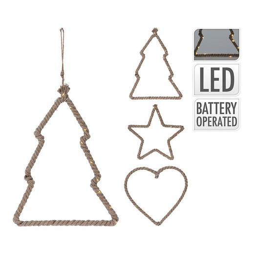 Adornos navideños de yute con led 25cm