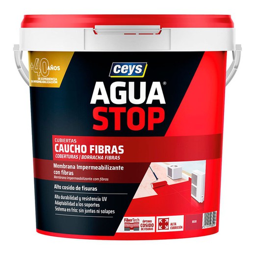 Aguastop caucho fibras rojo 5kg 903301