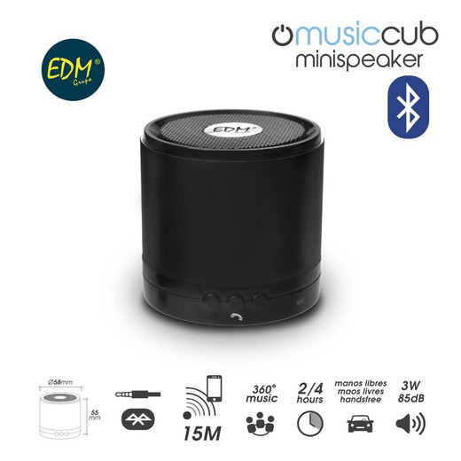 enceinte bluetooth 3w 85db 58x55mm400 mah connexion jack edm