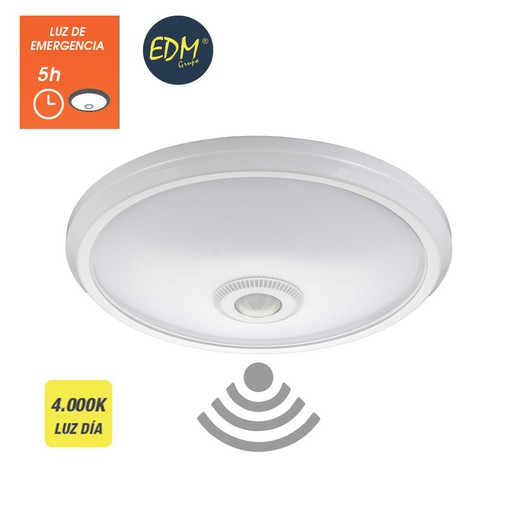 Eclairage de surface avec capteur et éclairage de secours ip20 1100 lumens 16w 30 leds 4000k lumière du jour edm