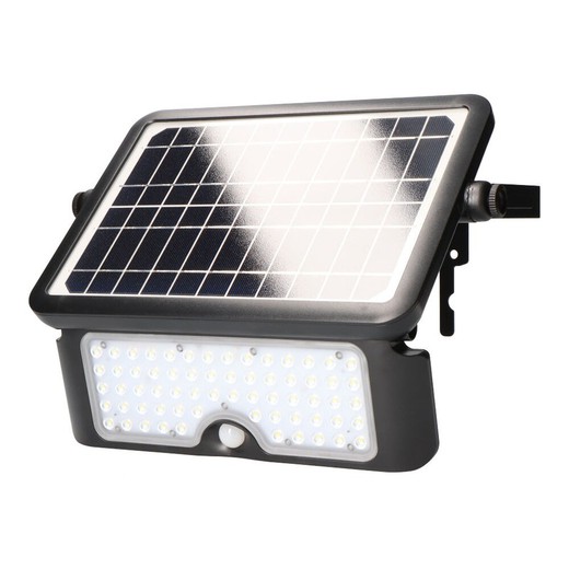 Aplique solar 10w 1150lm recargable. Sensor presencia (2-8m) color negro 27,5x19,6cm edm