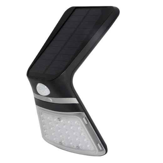 Aplique solar 3,5w 430lm recargable sensor presencia (2-8m) color negro 10,5x13cm edm