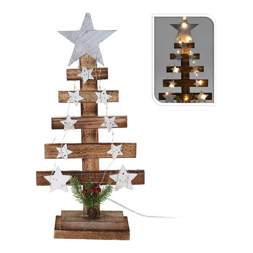 Árvore de Natal decorativa de madeira com estrelas de 39 cm