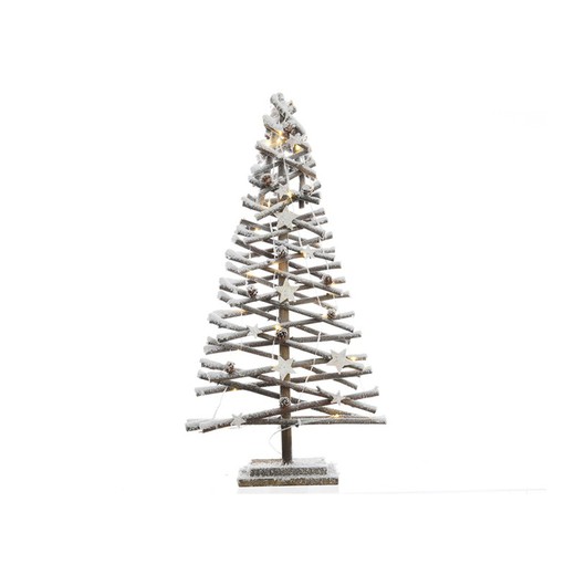 Sapin en rotin micro led effet neige 80cm