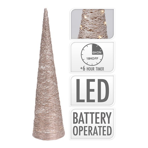 Árvore em forma de cone com 40 leds 80cm ouro