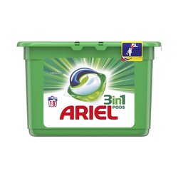 Ariel pods 3 em 1 18 doses regulares