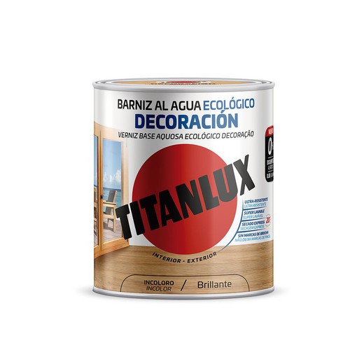 Barniz Al Agua Ecológico Decoración Brillante Incoloro 250ml Titanlux M20100014