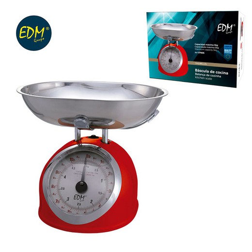 bascula cocina mecanica clasica max. 5kg roja edm