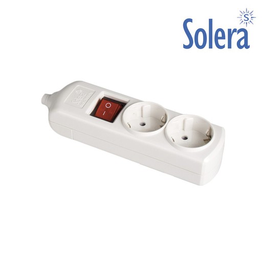 Base bipolaire 2 prises avec interrupteur latéral t/t 16a 250v blanc lumineux solera