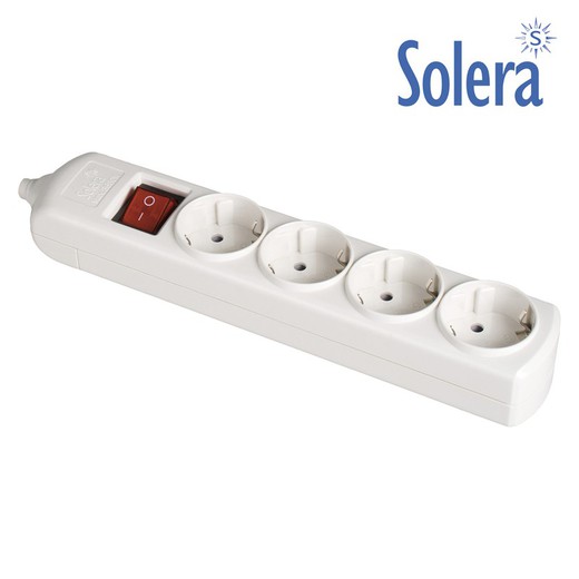 Base bipolaire 4 prises avec interrupteur latéral t/t 16a 250v lumière blanche solera