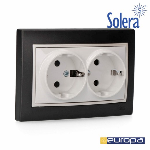 Base bipolar fija doble 2p+t 16a negro s.europa solera erp60/2nu