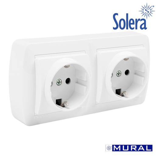 Base doble bipolar con t/t lateral 148x72x42mm s. Mural solera mur66u