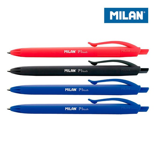 Blister de 4 canetas azul-preto-vermelho-milão