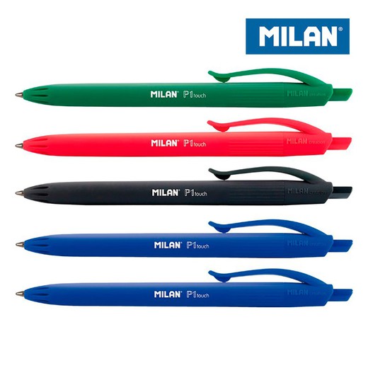 Blister de 5 stylos milan bleu, noir, rouge et vert