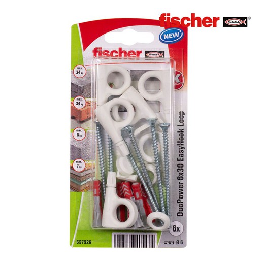 Blister 6 hembrilla cerrada duopower easyhook 6x30 557926 fischer