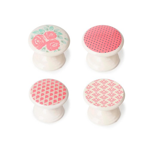 Blister con 4 pomos redondos para mueble fabricado en zamak estilo decorativo mod.m4 ø33mm rei