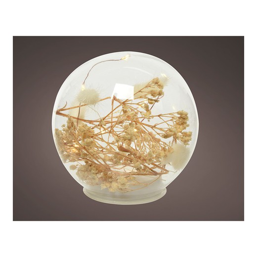 Bola microled decorativa con elementos naturales ø12cm 8 leds luz calida