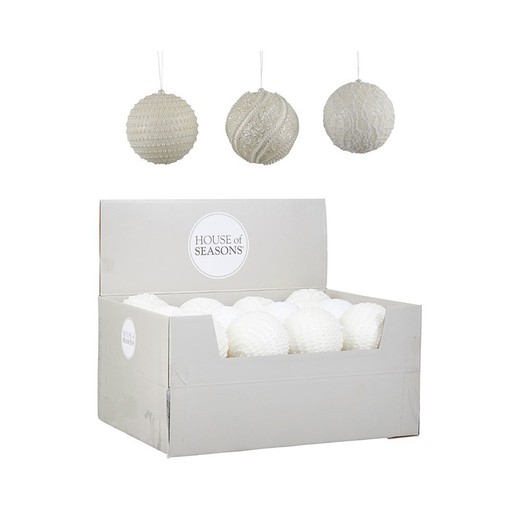 Boules de Noël pour sapin blanc modèles assortis 8cm