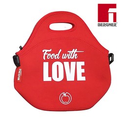 Sac de transport alimentaire en polyester rouge modèle food with love 30x30x17cm bergner