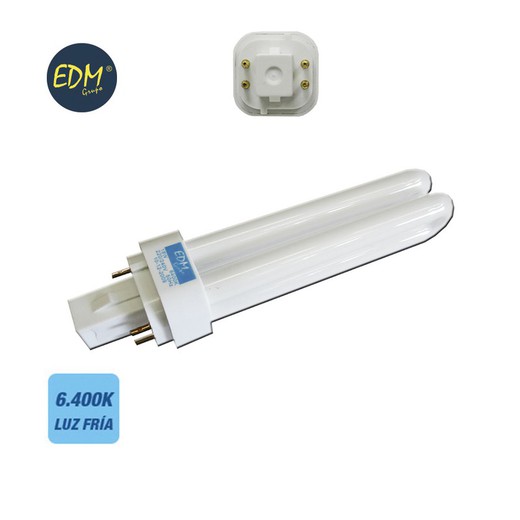 Bombilla bajo consumo pld-4 pin 26w luz fria 6.400k 4 pin edm