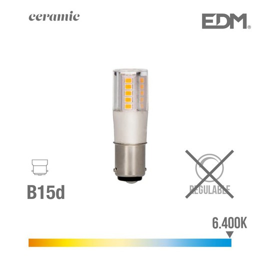 Lâmpada led baioneta b15d 5.5w 650 lm 6400k base de cerâmica de luz fria edm