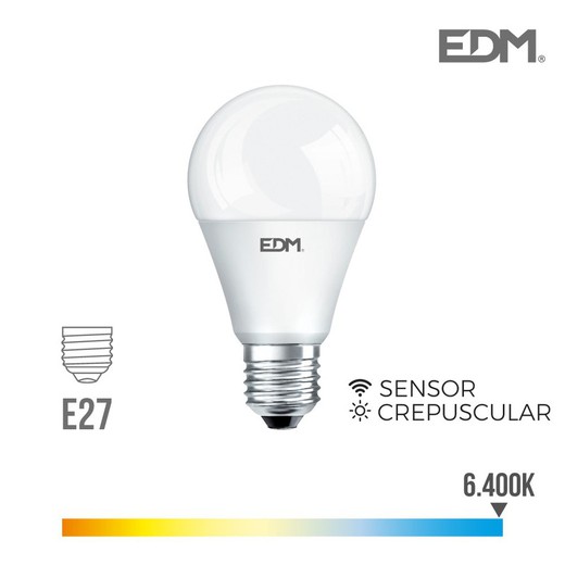 Bombilla crepuscular standard led e27 10w 800 lm 6400k luz fria edm