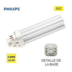 Bombilla de bajo consumo lynx g-24q-1 4 pins 13w 840k luz dia (equivalencia philips: pl-c 4p) 11,8cm philips