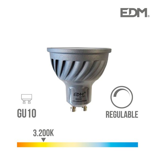 Lâmpada dicróica LED regulável gu10 6w 480 lm 3200k edm luz quente