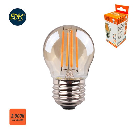 Filamento de lâmpada esférica levou cristal vintage e27 4.5w 350 lm 2000k edm luz quente