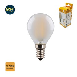 Bombilla esferica filamento led mate e14 4,5w 470 lm 3200k luz calida edm