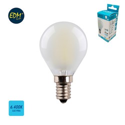 Bombilla esferica filamento led mate e14 4,5w 470 lm 6400k luz fria edm