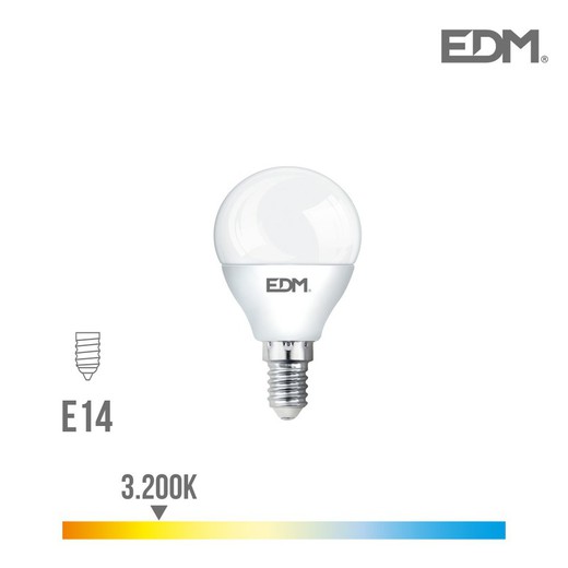 Lâmpada esférica led e14 5w 400 lm 3200k luz quente edm