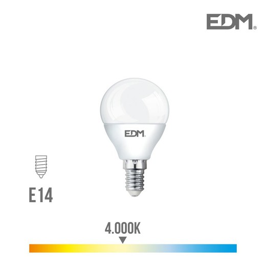 Bombilla esferica led e14 5w 400 lm 4000k luz dia edm