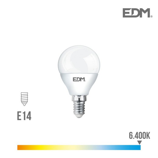 Ampoule sphérique led e14 5w 400 lm 6400k lumière froide edm