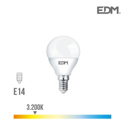 Bombilla esferica led e14 6w 500 lm 3200k luz calida edm