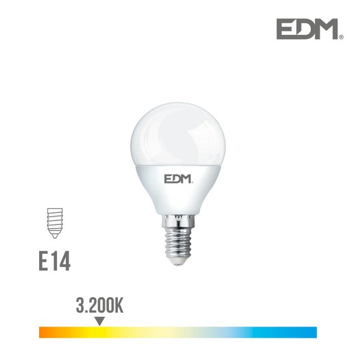 Lâmpada esférica led e14 7w 600 lm 3200k luz quente edm