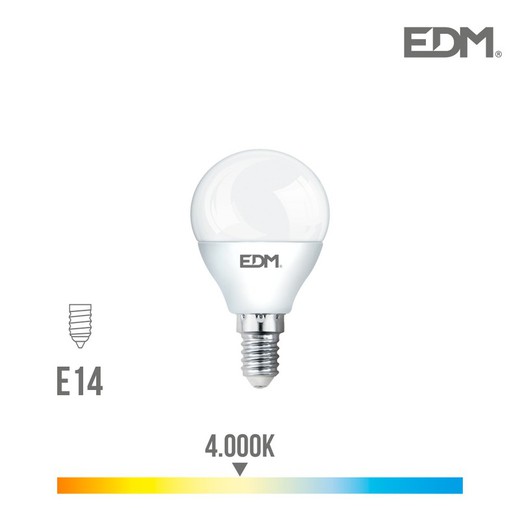 Bombilla esferica led e14 7w 600 lm 4000k luz dia edm