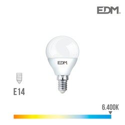 Bombilla esferica led e14 7w 600 lm 6400k luz fria edm