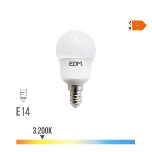 Bombilla esferica led e14 8,5w 940lm 3200k luz calida ø4,5x8,7cm edm