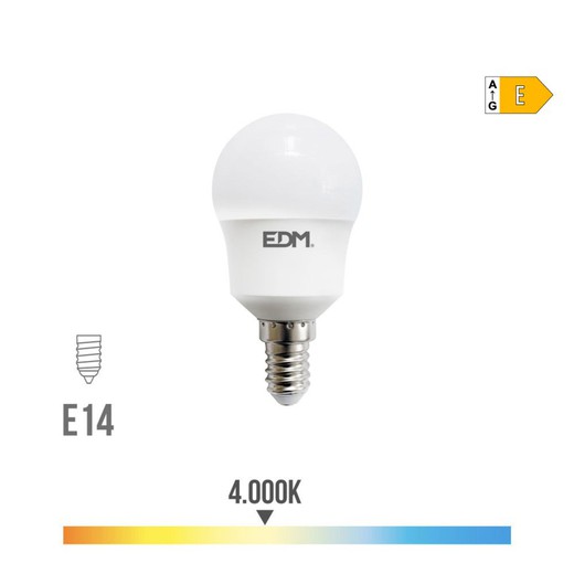 Bombilla Esferica Led E14 8,5w 940lm 4000k Luz Dia Ø4,5x8,7cm Edm