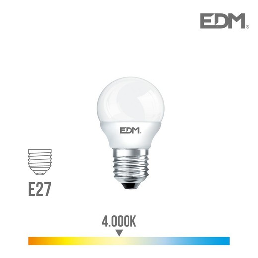 bombilla esferica led e27 5w 400 lm 4000k luz dia edm