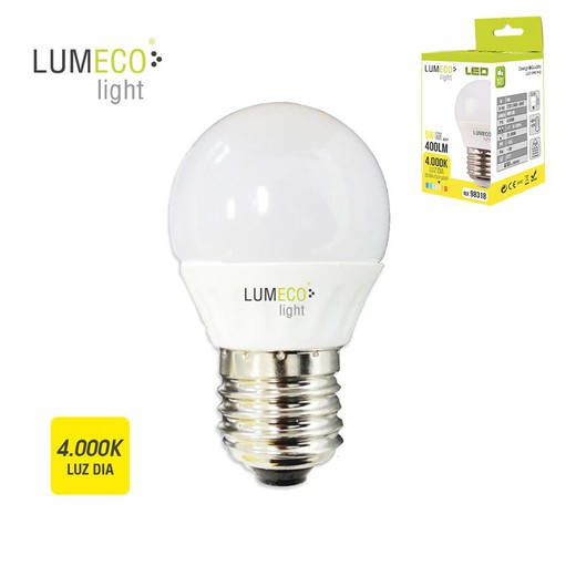 Ampoule sphérique led e27 5w 400 lm 4000k lumeco lumière du jour