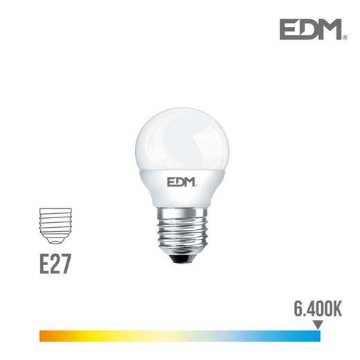 Ampoule sphérique led e27 5w 400 lm 6400k lumière froide edm