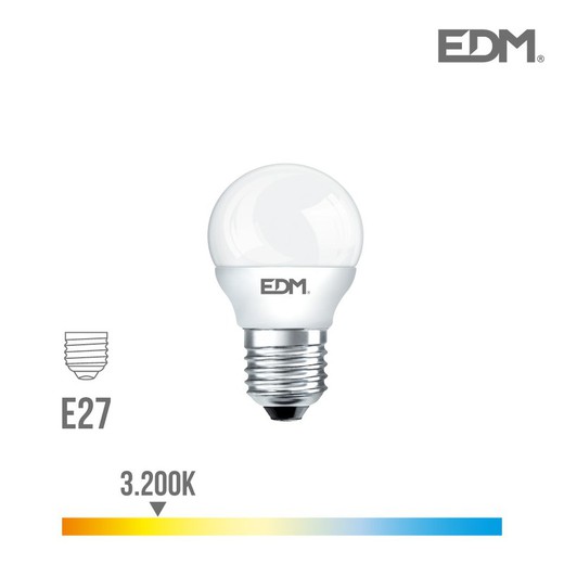 Lâmpada esférica led e27 6w 500 lm 3200k luz quente edm