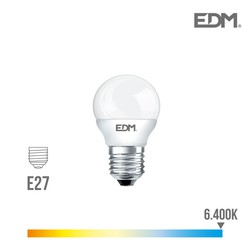 Ampoule sphérique led e27 6w 500 lm 6400k lumière froide edm