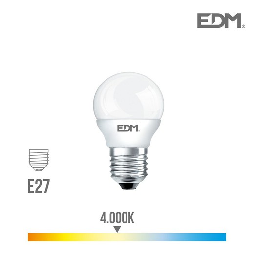 Bombilla esferica led e27 7w 600 lm 4000k luz dia edm