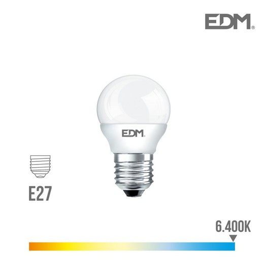 Ampoule sphérique led e27 7w 600 lm 6400k lumière froide edm