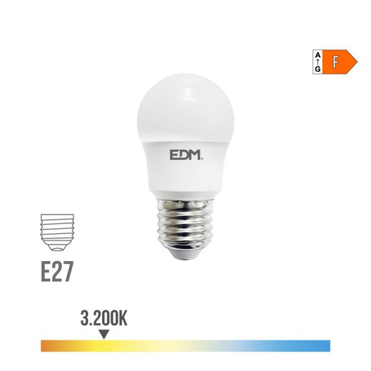 Bombilla esferica led e27 8,5w 1000lm 3200k luz calida ø4,5x8,6cm edm