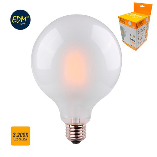 Lâmpada globo de filamento LED vidro fosco ø 125 mm e27 8w 1055 lm 3200k edm luz quente